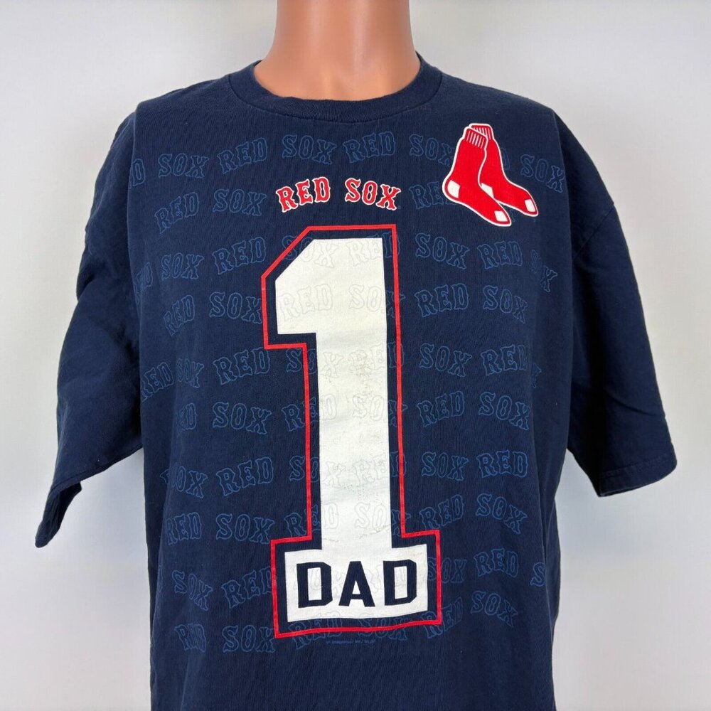 Majestic Boston Red Sox T Shirt Mens Size XL Dad Number 1 Fan MLB Baseball